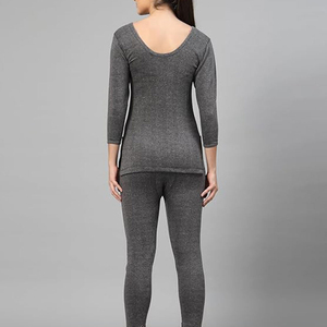 Ensemble de sous-vêtements thermiques respirants épais pour femmes, couche de base d'hiver, haut et bas en coton tricoté, vente en gros - Product Image 4