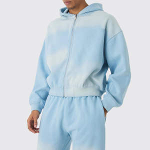 Ensemble de survêtement décontracté pour homme, sweat à capuche en molleton de coton bleu clair pour l'hiver, coupe classique, pantalon de jogging - Product Image 5