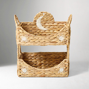 Nouvelle arrivée : étagère murale en rotin faite à la main avec un design lune et étoile, étagère empilable en osier, organiseur de rangement pour chambre d'enfant, décoration de chambre d'enfant - Product Image 4