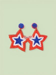 Pendientes de Estrella de la Bandera Americana Hechos a Mano con Cuentas, Joyería Patriótica Roja, Blanca y Azul para Mujer - Product Image 3
