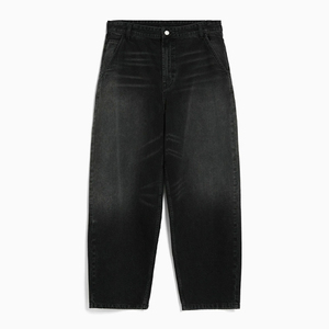 Jean en denim déchiré taille mi-haute coupe droite ample et large pour homme, style streetwear décontracté, en coton de haute qualité - Product Image 3