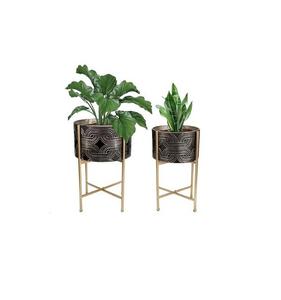 ชุดกระถางต้นไม้โลหะสีน้ำตาลสไตล์ร่วมสมัย |   ที่วางต้นไม้ตกแต่งภายในอาคาร - Product Image 2