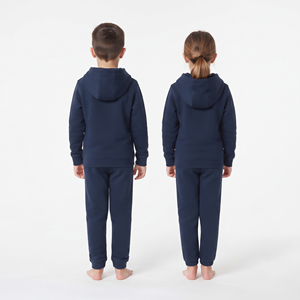 Conjunto Deportivo Clásico de Alta Calidad para Niños, Sudadera con Capucha y Media Cremallera, Color Azul Marino Sólido, Pantalones Deportivos, Ropa Deportiva de Algodón - Product Image 2