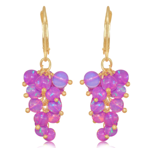 Pendientes de cuentas redondas, pendientes de racimo de cuentas, pendientes de cuentas de semillas redondas, joyería para damas - Product Image 1