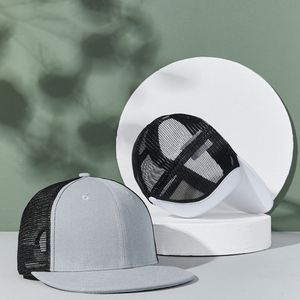 Spring <b>Summer</b> Trendy Hip-Hop Mesh Baseball <b>Caps</b> Breathable Waterproof 6-Panel <b>Flat</b>-Brimmed Hats for Men Women Wholesale - Product Image 2