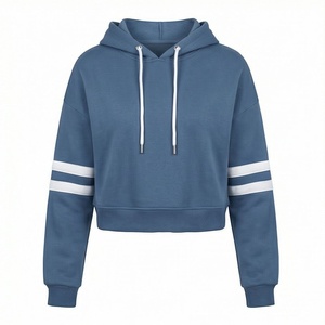 Haut à capuche tricoté surdimensionné de haute qualité pour femme, collection Automne Hiver Été 2025, style Jogger Jumper, coupe courte personnalisée, 380 g/m² - Product Image 1