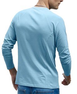 T-shirt unisexe coupe ajustée 100 % coton 220 g/m² ultra doux grande taille manches longues coupe décontractée personnalisée couleur bleu ciel – Meilleures ventes - Product Image 2