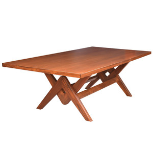 Mesa de Comedor de Madera Sólida Estilo Moderno de Mediados de Siglo, con Patas en V y Base en X, para 6-8 Personas, Venta al Por Mayor - Product Image 4
