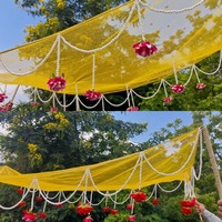 Décoration de plafond de mariage de luxe personnalisée, suspension en maille perlée florale, draperie en tissu pour banquets, réceptions, événements, mariée, Haldi