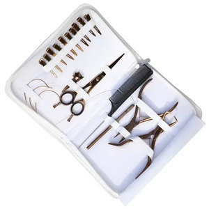 Kit d'outils professionnels pour extensions de cheveux avec pinces à extensions en acier inoxydable finition couleur or rose plasma et outil à boucle - Product Image 1