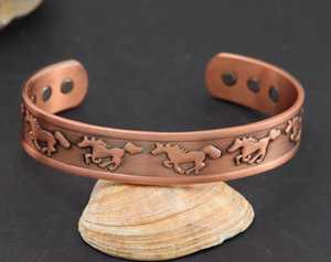 <b>Copper</b> Alloy Cuff Bracelet With Horse Pattern Antique <b>Copper</b> Plated Vintage Style Unisex Jewelry men women <b>copper</b> wear <b>bangle</b> - Product Image 1