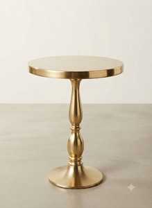 <b>Vintage</b> Aluminum <b>Side</b> <b>Table</b> Durable Pedestal Base Handmade Moradabad Art Metal Ware for Indoor Wedding Home Decor Living Room - Product Image 2