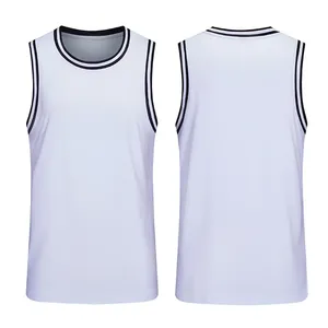 Maillots de basketball athlétiques personnalisés pour hommes, sans manches, en mesh, à séchage rapide, pour l'été, pour entraînement et compétition, vierges - Product Image 4