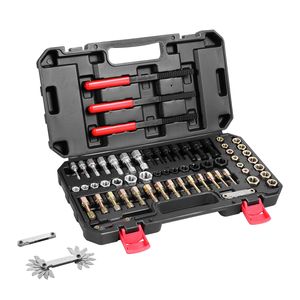 61-Piece Auto Repair <b>Tool</b> Set UNC UNF Metric <b>Thread</b> Chaser Rethreading <b>Tool</b> Kit with 28 Taps 28 Dies 3 <b>Thread</b> Files - Product Image 1