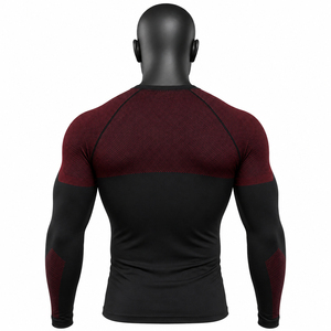 Customizable Men’s Red <b>Black</b> <b>Compression</b> <b>Shirt</b> Long Sleeve Gym Fitness Tight Base Layer Sportswear OEM Wholesale - Product Image 3