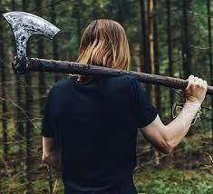 Hacha de Batalla Vikinga Hecha a Mano, Cabeza de Acero Táctica, Mango de Madera Grabado, Herramienta de Supervivencia - Product Image 3