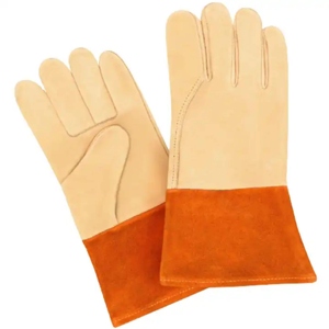 Gants de soudage en cuir pleine fleur robuste, protection durable des mains avec caractéristiques ignifuges et anti-coupures - Product Image 1