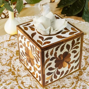 Caja de pañuelos con incrustaciones de hueso indio de nuevo diseño de Wonder Overseas, accesorios decorativos para la mesa de cocina - Product Image 1