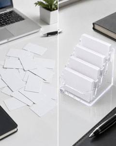 Soporte para tarjetas de visita, exhibición para escritorio, plástico transparente, moderno, personalizado, 6 ranuras, soporte para tarjetas de visita, capacidad para 300 tarjetas, 1 paquete - Product Image 3