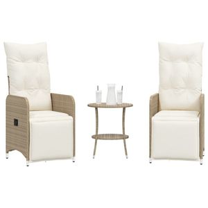 Juego de 2 Sillas Reclinables de Jardín en Ratán Sintético PE Beige, Tamaño Estándar - Product Image 1