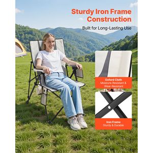 Sedia da Campeggio Pieghevole con Schienale Alto, 3 Livelli di Riscaldamento, Completamente Imbottita, Supporta fino a 120 kg, Braccioli Riscaldati - Product Image 1