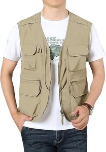 เสื้อกั๊กตกปลาผู้ชายแบบหลายกระเป๋า เสื้อกั๊กอเนกประสงค์กลางแจ้ง เสื้อกั๊กยุทธวิธีพรีเมียมแบบหลายกระเป๋า เสื้อกั๊กตกปลาซาฟารีน้ำหนักเบา - Product Image 2