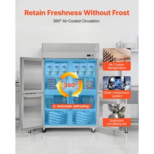 Commercial Stainless Steel <b>Freezer</b> 31.89 in Width 31.4 Cu.ft Auto Defrost Upright <b>Freezer</b> with Four Doors for Household Use - Product Image 3