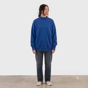 Nouvelle Arrivée Sweat-shirts Oversize en Molleton de Coton pour Femme, Col Montant, Style Fendu, Épaules Tombantes, Manches Longues, Poignets Cousus, Tenue Décontractée pour Fille - Product Image 1