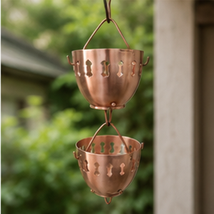Chaîne de pluie décorative en cuivre découpé pour gouttière, évacuation des eaux de pluie extérieure, décoration suspendue pour jardin - Product Image 5