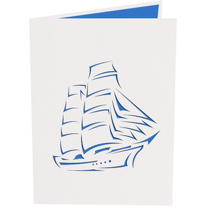 Carte de vœux 3D personnalisée sur le thème du bateau à voile, carte de vœux 3D avec enveloppe, carte de vœux faite à la main, artisanat en papier sur le thème du voyage nautique, cadeaux - Product Image 3