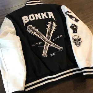 Premium Unique OEM Custom Chain Chenille Patch Embroidery Leather Sleeve Vintage Baseball Letterman Varsity <b>Jacket</b> for Men - Product Image 2