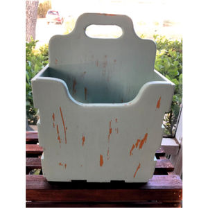 Custom Rustic Wood <b>Table</b> Organizer Antique Finished Garden Plant Tool <b>Caddy</b> Farmhouse Countertop Cutlery Condiment Storage Box - Product Image 2