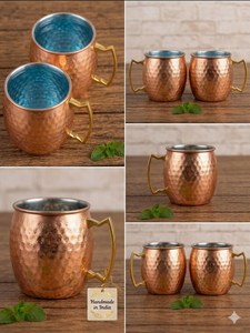 Mug en cuivre pur martelé, vaisselle et articles de service avec de nombreux bienfaits ayurvédiques pour la santé (400 ml) par World Craft Impex - Product Image 4