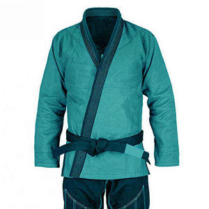 Kimono de BJJ color verde azulado, unisex para adultos, uniforme de judo y karate de algodón con cinturón, ropa de entrenamiento duradera, corte regular, teñido liso. - Product Image 5