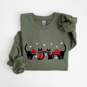 Sweat-shirt à col rond unisexe en coton molletonné, brodé et imprimé sur mesure, motif chat de dessin animé, coupe oversize, écologique, vente en gros - Product Image 2