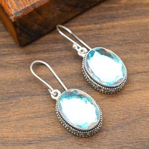 Pendientes de plata de ley 925 con piedra de topacio místico, hechos a mano, joyería de piedras preciosas naturales, regalo para San Valentín - Product Image 3