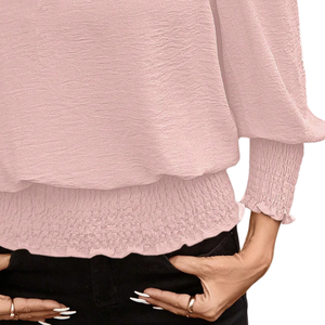 Chemisier coréen rose en mousseline de soie pour femme, col rond, manches classiques, coupe ample, haut décontracté pour l'automne, taille XL - Product Image 6