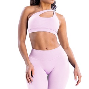 Soutien-gorge de sport ultra fin mat pour femme, en nylon très extensible, à épaules asymétriques, sans coutures, antichoc, pour yoga et fitness - Product Image 4