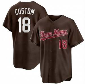 Custom Dark <b>Brown</b> Baseball Jersey Men Adult Full Button Personalized Team Name Number Mesh Breathable Quick-Dry Athletic Clubs - Product Image 1
