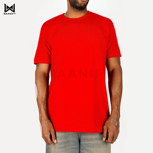 Camiseta Vintage Roja con Lavado Ácido para Hombre, Estilo Oversize, Streetwear, Lisa, Cuello Acanalado Grueso, Personalizable MAANIFY - Product Image 1