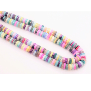 Hermosas cuentas Heishi lisas en forma de neumático con tono arcoíris, cuentas de piedras múltiples en forma de rueda de calidad AAA de 7-9 mm, joyería. - Product Image 3