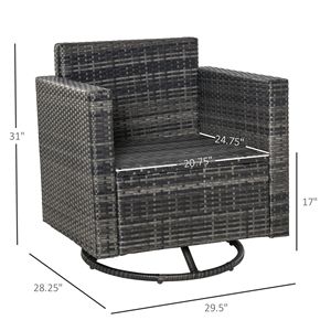 Sedia a dondolo girevole da esterno in vimini Teak-PE con cuscini per giardino, prato e terrazza - Product Image 3