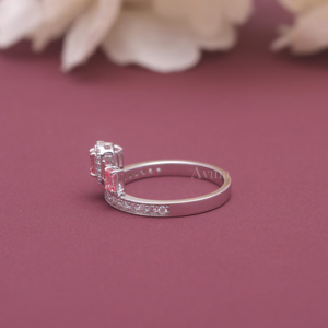 Bague à trois pierres en diamant rose fantaisie certifié IGI, cultivé en laboratoire, en argent sterling 925 massif, taille émeraude, avec halo, pour femme - Product Image 2