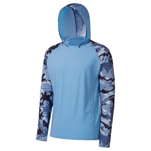 เสื้อเชิ้ตแขนยาวมีฮู้ดลายพรางสีน้ำเงินสำหรับผู้ชาย ระบายความชื้น แห้งเร็ว ป้องกันรังสียูวี ทรงพอดีตัว เสื้อคลุมฤดูร้อน - Product Image 4