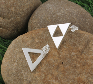 Wholesale Minimalist Triangle <b>Stud</b> <b>Earrings</b> Small Geometric 925 <b>Silver</b> Plated <b>Earrings</b> Dainty CZ Triangle <b>Earrings</b> for Women - Product Image 4