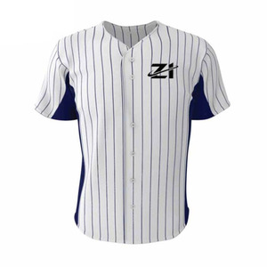 <b>Blue</b> Color Baseball Jersey 100% Polyester Sports <b>Top</b> V-Neck Slight Stretch Fabric, Four Seasons Sports Team Wear Jersey - Product Image 2