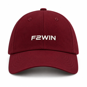 Casquette de baseball brodée F2WIN, bordeaux, 6 panneaux, sergé, réglable, unisexe, décontractée - Product Image 1