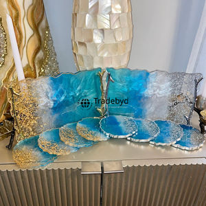 Bandeja de Servicio Móvil de Resina Moderna de Primera Calidad, Plato de Lujo Hecho a Mano para el Hogar, Cafetería y Regalos, Tradebyd - Product Image 6