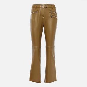 Pantalones de Cuero Estilo Motero OEM 2026 para Mujer en Color Marrón, Pantalones de Cuero de Cordero Original, Los Mejores Pantalones de Cuero para Dama - Product Image 2