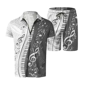 Conjunto de Camiseta Polo y Pantalones Cortos de Verano para Hombre, Estampado Digital 3D, Cierre de Cremallera, Manga Corta, Tejido de Punto - Product Image 3